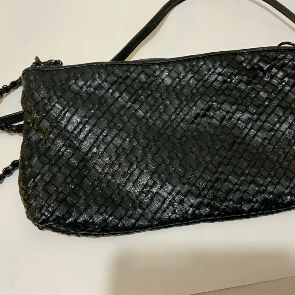 Elliot Lucca Braided Leather Small Shoulder Bag Purse